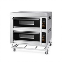 Four à sole électrique commercial en acier inoxydable, 2 niveaux, 4 plateaux, contrôle tactile, pour boulangerie et cuisine