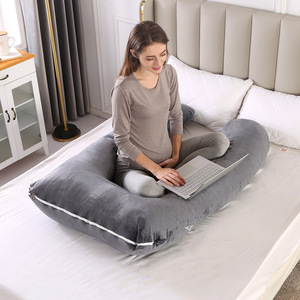Oreiller de maternité en velours cristal en forme de J, pour dormir sur le côté - Product Image 4