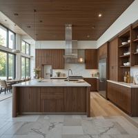 Meuble de cuisine moderne en noyer massif, design modulaire, îlot, plan de travail, finition peinte, chambre, design graphique, maison