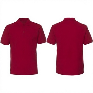 Polo à manches courtes pour homme, couleur unie, tricoté, coupe classique, rouge, vêtements décontractés - Product Image 1