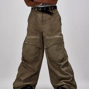 Pantalon large de style vintage pour homme, streetwear hip-hop, lavage sale, vêtements de travail baggy, jeans, faible MOQ - Product Image 1