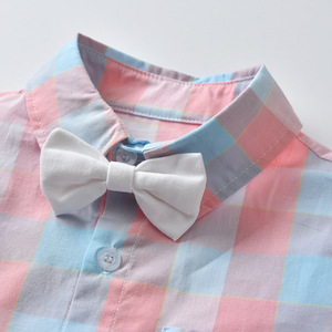 Vêtements personnalisés en coton pour garçons, costume formel pour l'été, vêtements pour bébés garçons, <span class=keywords><strong>short</strong></span> et haut, bretelles avec nœud papillon - Product Image 3