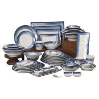 Assiette à dîner en mélamine de style coréen, design ligne bleue personnalisé, haute qualité, 9 pouces, assiette ronde sans BPA, assiette de service pour restaurant