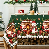 Nappe de Noël rectangulaire en polyester 180*140cm, couverture de table de Noël, décoration pour dîner de fête, maison, cuisine, salle à manger