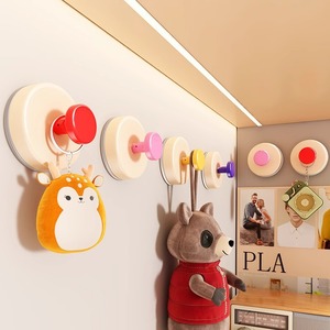 Excellent Suction Cup <b>Hook</b> Round Wall Mounted Key Holder Children's Style Strong <b>Adhesion</b> No Drilling Required - Product Image 1
