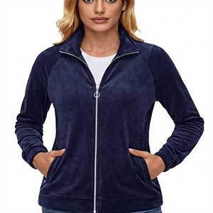 Women's Fleece Jacket Full Zip Velour Knitted Stand Collar Warm Winter <b>Coat</b> Polar Soft Velvet Lightweight Sweatshirt Outerwear - Product Image 2