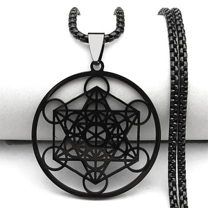 Collier en Acier Inoxydable avec Sceau d'Ange Archange Metatron pour Femmes et Hommes, Géométrique, Les Secrets des Caballistes, Bijoux du Jardin de <span class=keywords><strong>Salomon</strong></span> - Product Image 3