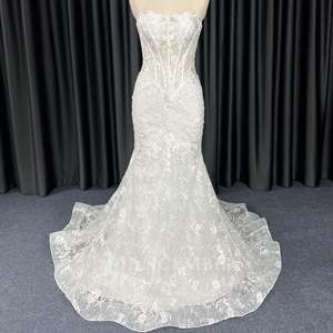 Jancember HX103 Boho sans bretelles ivoire motif mince robe de mariée sirène - Product Image 1