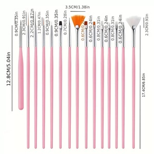 Ensemble de 20 pinceaux professionnels pour nail art YRX, rose, en nylon et plastique, pinceaux multifonctions personnalisés pour gel à ongles - Product Image 5