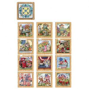 Customized Square Wood Ceramic Tile <b>Trivet</b> Heat Resistance Anti Scalding Bamboo Mat Pot Coasters Colorful Pot Mat Insulation Mat - Product Image 4