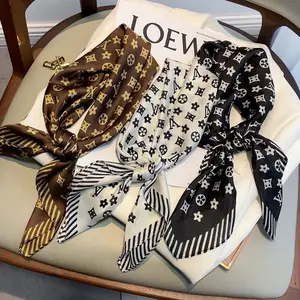 Manufacturer 2023 new fashion hair bandanas scarf luxury designer 70*70cm neck scarf inspired printed small silk square scarves