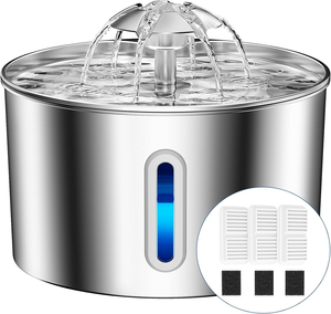 Bebedero para Gatos de Acero Inoxidable de 2.2L, Fuente Automática para Mascotas, Dispensador de Agua para Perros con Filtros de Repuesto - Product Image 1