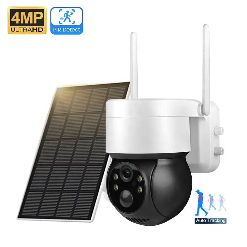 4MP icsee kablosuz cctv güvenlik güneş paneli bataryası dome ptz kameralar açık otomatik izleme güneş enerjili ptz wifi kamera