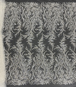 White Latest Arrival <strong>Heavy</strong> Beaded Sequin Wedding Dress <strong>Lace</strong> <strong>Fabric</strong> Embroidery White 3D Sequin Beads Bridal Dress <strong>Lace</strong> <strong>Fabric</strong> - Product Image 2