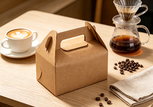 Boîte rigide en papier kraft recyclable écologique épais, découpée et pliée, avec poignée intégrée, fermeture magnétique, sans colle requise - Product Image 3