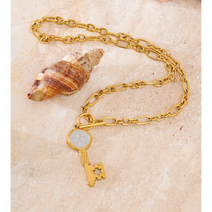 JINYOU Collar con Colgante de Doble Cara en Forma de Llave Grande Chapado en Oro, Acero Inoxidable Hipoalergénico, Diseño de Moda 402 - Product Image 2