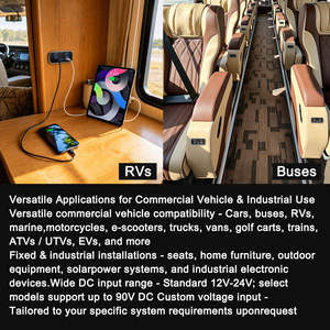 Chargeur <span class=keywords><strong>de</strong></span> <span class=keywords><strong>voiture</strong></span> 12V 24V avec voltmètre, double USB-A 18W et double USB-C 20W, à monter sur prise allume-cigare pour camion, bus, siège ou camping-car modifiés - Product Image 3