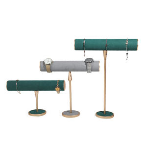 สร้อยคอไม้ฐานโต๊ะเคาน์เตอร์บนโต๊ะสร้อยข้อมือสีม่วงหมุนยืนแสดงเครื่องประดับสีชมพูสำหรับร้านขายเครื่องประดับ - Product Image 4