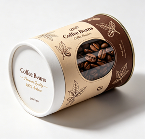 Custom Kraft Paper Tube With Clear Lid For <b>Coffee</b> Beans Recyclable Packaging Gold Foil <b>Printing</b> - Product Image 3