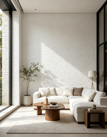 Panneaux de pierre flexibles blanc mat avec finition rainurée ultra fine, imperméables, feuilles murales en argile MCM