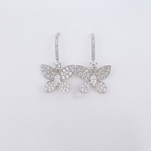 Pendientes de <span class=keywords><strong>Mariposa</strong></span> con Diamantes Cultivados en Laboratorio, Oro Blanco de 18K, Pendientes Finos para Mujer, Pendientes con Diamantes de Laboratorio - Product Image 1