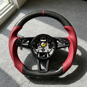 Volante de Cuero y Fibra de Carbono Compatible con <span class=keywords><strong>Porsche</strong></span> Panamera Cayenne Macan Taycan Cayman Boxster <span class=keywords><strong>Carrera</strong></span> 997 <span class=keywords><strong>911</strong></span> 991 718 - Product Image 6
