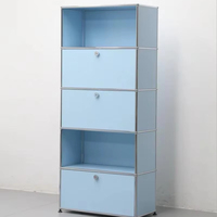 Meuble de rangement modulaire autoportant en acier inoxydable reconfigurable moderne pour chambre et salon