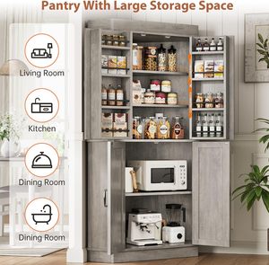 <span class=keywords><strong>Mueble</strong></span> de Almacenamiento de Alimentos Alto de Madera Estilo Rústico 2026, Armario Esquinero <span class=keywords><strong>para</strong></span> Cocina y <span class=keywords><strong>Comedor</strong></span> - Product Image 4