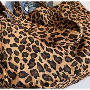 Fashionable Leopard Canvas Tote <b>Bag</b> Trim Accents and Zipper Closure for <b>Women</b> Casual <b>Weekend</b> Beach Outing Carry - Product Image 3