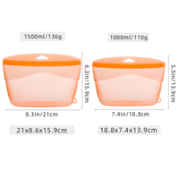 Sac de conservation alimentaire en silicone de qualité alimentaire conforme aux normes européennes, compatible micro-ondes et lave-vaisselle, 1000 ml, sac hermétique pour aliments