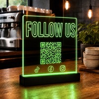 Panneau LED avec code QR, panneau d'entreprise, logo personnalisé, Instagram, Facebook, présentoirs de codes QR, panneau en acrylique