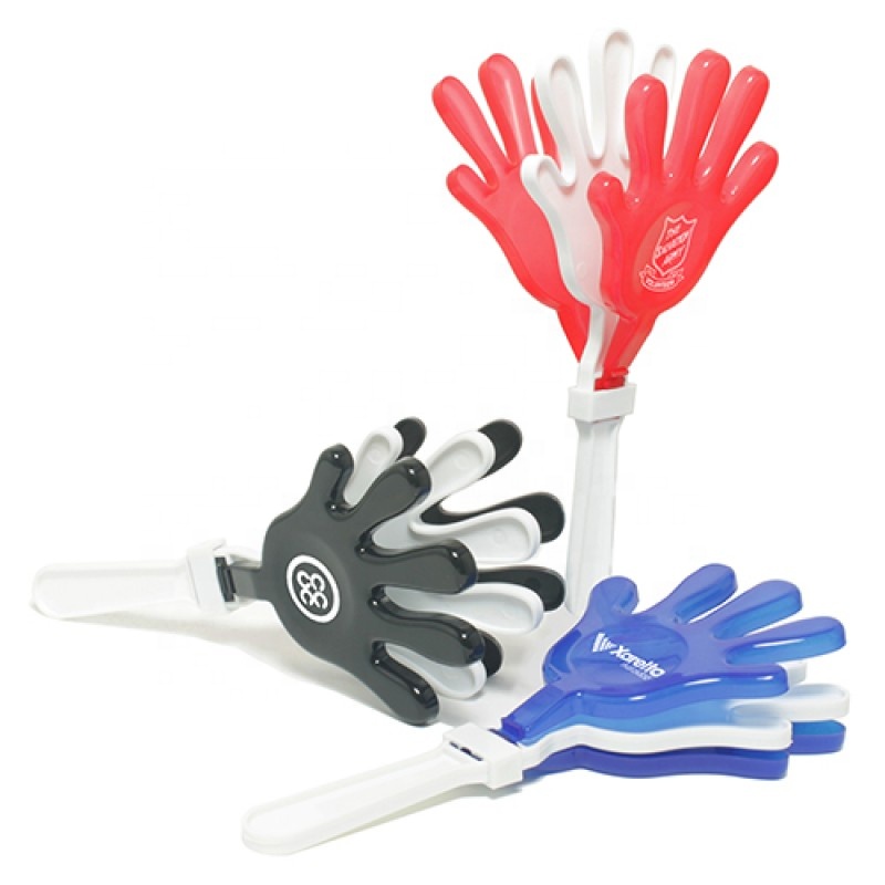 Promotion Geschenk Noise Maker Grüner Griff Oem Clapper Sticks Design Finger förmige Kunststoff Shaking Cheer ing Toy Hand Clapper