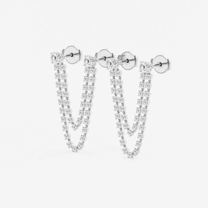 Boucles d'oreilles tendance en diamant rond cultivé en laboratoire 2 carats, bijoux de luxe élégants pour femmes, design moderne et affirmé pour le quotidien - Product Image 4