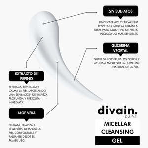 Divain Gel Detergente Micellare 100ml per Pelli Sensibili Struccante - Product Image 3