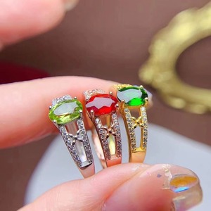 Cincin Pertunangan Wanita Batu Permata Diopside Potongan Oval Berlapis Emas Putih <span class=keywords><strong>18k</strong></span> Perak Sterling 925 Desain Klasik Mewah Baru - Product Image 5