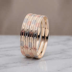Wholesale 3 Tone Plated Fashion <b>Bangles</b> Multi Tone <b>Bangles</b> <b>Set</b> Brass Tri Color <b>Bangles</b> Laminado en oro chapado en oro de 3 tonos - Product Image 1