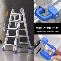 Échelle télescopique industrielle moderne en aluminium multi-positions certifiée EN131 pour usage domestique et construction, avec verrouillage manuel pliable