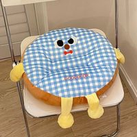 Coussin de siège en coton épais à motif quadrillé de dessin animé avec repose-bras et repose-jambes, coussin de chaise pour bureau et dortoir, vente en gros personnalisée