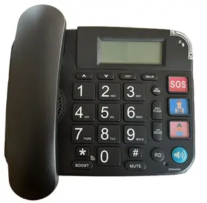 כפתור גדול לקשישים פתול קוויים טלפון עם Sos חירום כפתור
