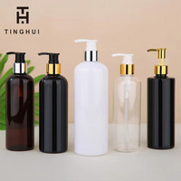 Bouteille en Plastique Blanche Vide 100ml 250ml 300ml 500ml pour Gel Douche, Shampoing, Contenant Cosmétique avec Bouchon Pression Disque Doré Argenté