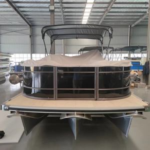 <span class=keywords><strong>Gospel</strong></span> 760 Sport Yacht Barco de pontón de aluminio negro con motor fuera de borda 25 pies de longitud - Product Image 3