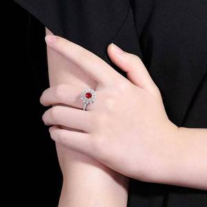 Bague en rubis sang de pigeon non chauffé du Mozambique, or massif 18 carats, rubis naturel ovale, décorée de 48 diamants, certificat AIGS - Product Image 6