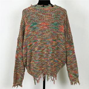 Pullover Casual da <span class=keywords><strong>donna</strong></span> con scollo a V <span class=keywords><strong>taglie</strong></span> <span class=keywords><strong>forti</strong></span> maglione lavorato a maglia con Design rotto per l'autunno e l'inverno - Product Image 2