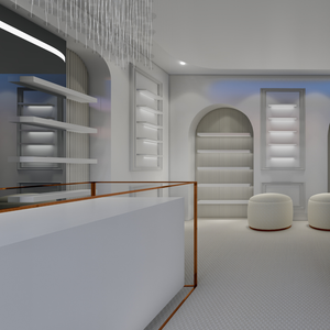 Présentoir de beauté en bois au design d'intérieur de salon élégant Comptoir circulaire <span class=keywords><strong>rose</strong></span> personnalisé pour Nail Art avec <span class=keywords><strong>arbre</strong></span> - Product Image 4