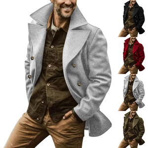 Gabardina para Hombre, Largo Medio, Cuello Alto, Doble Botonadura, Poliéster y Algodón, Ropa Exterior Casual para Primavera y Otoño - Product Image 1