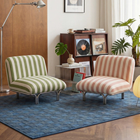Fauteuil de loisirs sans accoudoirs de style Bauhaus vintage, fauteuil simple en tissu rayé pour petit appartement, salon