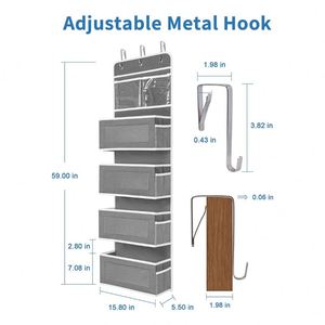 Organizador Colgante para Puerta de 5 Niveles, Plegable, con 4 Bolsillos Grandes y Ventana Transparente de PVC (Gris) - Product Image 2