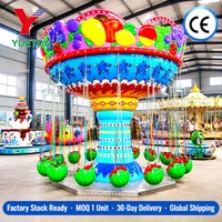 Manège à 16 places pour enfants, type carrousel à balançoires pastèque et chaises volantes, pour parcs d'attractions, mini-fêtes foraines et centres commerciaux