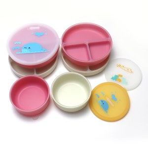 Chất lỏng Silicone bé ăn thiết lập với hút và nắp, cấp thực phẩm chất lỏng Silicone Bát tấm thìa CPC FDA EN71 - Product Image 1