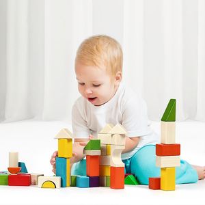 Child Safe Non-Toxic Smooth Edge Colorful Large <b>Blocks</b> Kids <b>Building</b> Stacking Wooden Castle <b>Set</b> - Product Image 4